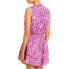 Aqua Womens Floral Sleeveless Smocked Mini Dress Purple Size M