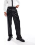 Фото #4 товара ASOS DESIGN wide suit trouser in black satin