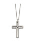 Фото #2 товара Chisel brushed and Antiqued Cut-out Design Cross Pendant Cable Chain Necklace