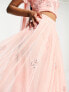 Фото #3 товара Maya ditsy floral embellished lehenga maxi skirt in blush