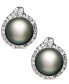 ფოტო #1 პროდუქტის 14k White Gold Earrings, Cultured Tahitian Pearl (11mm) and Diamond (3/4 ct. t.w.) Stud Earrings