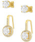 Фото #4 товара 2-Pc. Set Cubic Zirconia Halo Drop & Solitaire Stud Earrings, Created for Macy's