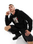 Фото #1 товара HUGO Dreef poodle print relaxed fit hoodie in black