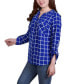 Women's 3/4 Roll Tab Sleeve Mandarin Collar Blouse