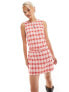 Something New X Chloe Frater pinny dress with belt in red check