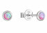 Silver earrings with pink synthetic opals 11338.3