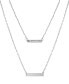 Double Layered 16" + 2" Cubic Zirconia Double Bars Chain Necklace in Sterling Silver