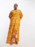 Фото #4 товара Pretty Lavish Curve shirred waist maxi dress in orange and yellow floral