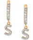 Cubic Zirconia Initial Dangle Hoop Earrings in 18k Gold-Plated Sterling Silver, Created for Macy's