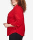 Фото #3 товара Plus Size Park Place Stretch Knit Faux Suede Button Up Top