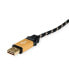ROLINE 11.02.9060 - 0.8 m - USB A - USB C - USB 2.0 - 480 Mbit/s - Black - Gold