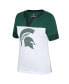 Фото #3 товара Women's White, Heather Green Michigan State Spartans Frost Yourself Notch Neck T-shirt