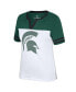 Women's White, Heather Green Michigan State Spartans Frost Yourself Notch Neck T-shirt