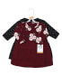 Big Girls Cotton Dresses, Black Burgundy Floral бордовый цветочный, 12 - фото #2