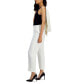 ფოტო #3 პროდუქტის Women's Linen-Blend Solid Elastic-Back Straight-Leg Pants