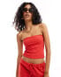 Фото #1 товара ASOS DESIGN waffle bandeau co-ord in red