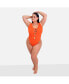 ფოტო #1 პროდუქტის Plus Size Marina Caged Swimsuit - Persimmon