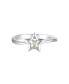 Фото #2 товара Sterling Silver White Gold Plated with Yellow Tourmaline Gemstone Star Ring