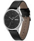 ფოტო #2 პროდუქტის Men's Tyler Quartz Multifunction Black Leather Watch 43mm