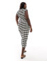 ASOS DESIGN Curve crochet stripe midi dress with grown on sleeve in mono