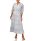 ფოტო #3 პროდუქტის Women's Printed Pintuck 3/4-Sleeve Tiered Maxi Dress