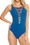 Фото #1 товара Bleu Rod Beattie Women's Knotty But Nice Lace Down Mio One-Piece Swimsuit Sz.10