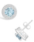Aquamarine (1-1/2 ct. t.w.) and Diamond (1/5 ct. t.w.) Halo Studs in Sterling Silver