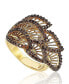 Suzy Levian Sterling Silver Cubic Zirconia Pave Brown Leaf Ring