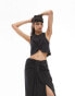 Topshop co ord knot front top in black