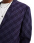 ASOS DESIGN relaxed check suit jacket in navy Синий, Chest 42 Regular - фото #2