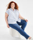Фото #1 товара Блузка Style & Co. Рубашка с коротким рукавом из хлопкового шифона для больших размеров, созданная для Macy's