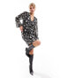 Фото #6 товара ONLY wrap mini dress in black and white floral