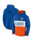 Men's Royal, Orange New York Islanders Backhand Shooter Defender Anorak Raglan Hoodie Quarter-Zip Jacket