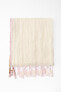 Striped fringed linen blend scarf