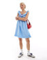 Neon Rose bow detail cami mini smock dress in baby blue