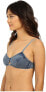 Seafolly Women's 176942 Deja Blue Bralette Bikini Top Swimwear Size 6