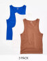 ASOS DESIGN 3 pack muscle vests in multiple colours