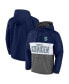 ფოტო #2 პროდუქტის Men's Deep Sea Blue, Gray Seattle Kraken Backhand Shooter Defender Anorak Raglan Hoodie Quarter-Zip Jacket