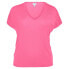 VERO MODA CURVE Aya short sleeve v neck T-shirt Pink Cosmos, M - фото #1