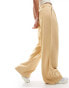 Vero Moda Aware wide leg pleated trousers in camel