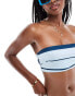 Фото #4 товара ASOS DESIGN Mia bandeau bikini top in blue stripe