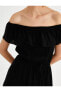 Kadın Kayık Yaka Midi Fırfırlı Elbise 2yak88103pw