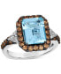 Couture Sea Blue Aquamarine (2-1/2 ct. t.w.), Chocolate Diamonds (5/8 ct. t.w.) & Nude Diamonds (1/10 ct. t.w.) Square Halo Ring in Platinum