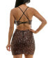 Фото #2 товара Juniors' Sequin Open-Back Mini Dress