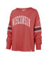 Фото #3 товара Women's Red Distressed Wisconsin Badgers Allie Modest Raglan Long Sleeve Cropped T-shirt