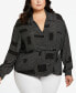 Plus Size Fabric Long Sleeve Faux Wrap Blouse