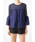 Фото #1 товара Women's Lace with Poplin Bell Sleeve Blouse