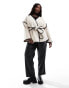 4th & Reckless Plus exclusive wool longline tie waist jacket in cream