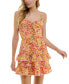 Фото #1 товара Juniors' Floral-Print Lace-Up Fit & Flare Dress