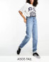 ASOS DESIGN Tall high rise relaxed mom jeans in mid blue